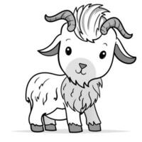 Cute Goat Cartoon Coloring Page Isolated for Kids vector