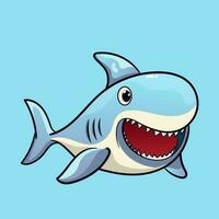 Cartoon Shark as Sea Animal Floating Underwater with water fountain blow vector illustration in flat style Graphic for Valentines Day cards, baby shower design and education kids