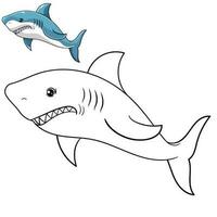 Shark coloring page for simple design or coloring books education shark line art vector