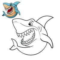 Shark coloring page for simple design or coloring books education shark line art vector