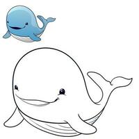 Cute whale cartoon Outline-04 vector