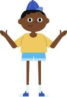 Boy black skn wear yellow shirt.Kid cartoon character illlustration vector