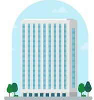 Building on street flat vector.Modern office with sky background.Tower with urban scene vector