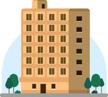 Modern apartment with urban scene.Flat residential in city.Building with road , trees ,and sky background vector