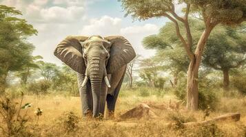 the largest land mammal elephant, made with Generative AI photo