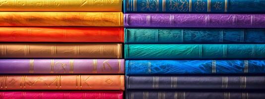 multi colored books on the shelf, made with photo