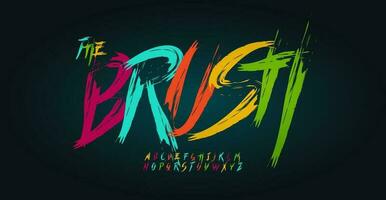 Crayons hand drawing rainbow alphabet, brush pen color script, quick handpainted font for funky logo, chalk headline, cartoon typography, handwritten color typographic design. Vector typeset