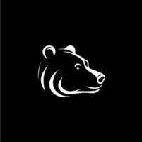 oso cabeza silueta tatuaje, logo modelo. mano dibujo salvaje animal emblema en negro fondo, minimalista bosquejo monocromo Arte. vector ilustración