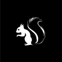 Squirrel head and tail icon, wild animal logo template. Hand drawing emblem on black background for body art and tattoo, minimalistic sketch art. Vector illustration