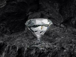 diamond on black coal background photo