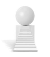 White sphere on octagonal pedestal on white background photo