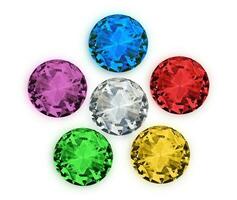 Set of multicolored diamonds on white background photo