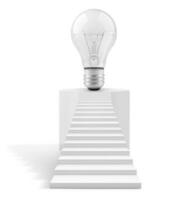 light bulb on octagonal pedestal. Concept and design, choose a light bulb photo