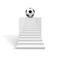 Soccer ball on stairway to success. Soccer game concept photo