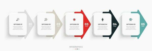 Vector Infographic label design template with icons and 5 options or steps. Can be used for process diagram, presentations, workflow layout, banner, flow chart, info graph.