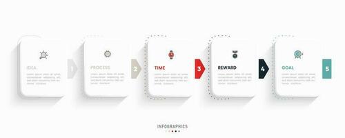 Vector Infographic label design template with icons and 5 options or steps. Can be used for process diagram, presentations, workflow layout, banner, flow chart, info graph.