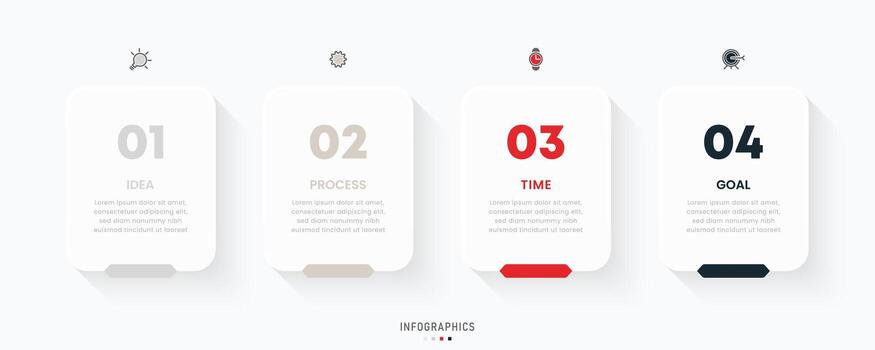 plantilla de diseño de etiquetas infográficas vectoriales con iconos y 4 opciones o pasos. se puede utilizar para diagramas de proceso, presentaciones, diseño de flujo de trabajo, banner, diagrama de flujo, gráfico de información. vector