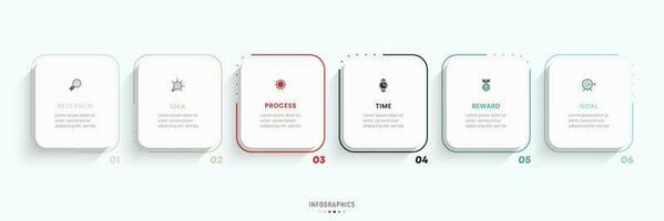 Vector Infographic label design template with icons and 6 options or steps. Can be used for process diagram, presentations, workflow layout, banner, flow chart, info graph.