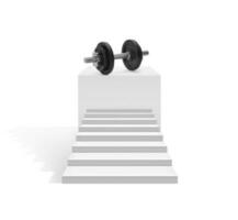 black dumbbell on stairway to success. exercise concept photo