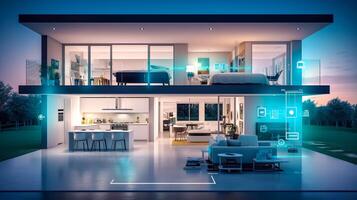 smart home using modern technology, wireless system based on wifi, made with photo