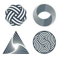 Set of abstract geometric striped shapes vector