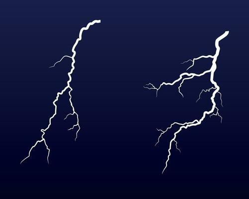 Two vector lightning bolts. Thunder and lightning
