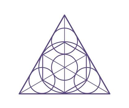 Secret drawing of circles centered in a triangle vector