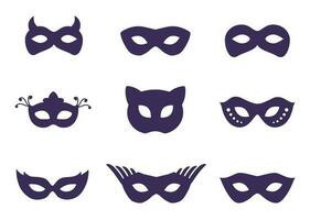 A set of silhouettes of carnival face masks vector