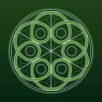Graphic pattern of a twist in a circle on a green background vector