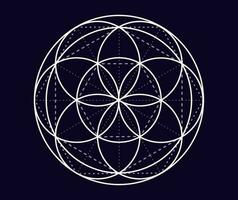 Drawing of many circles centered in a circle on a dark background vector