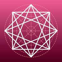 Drawing of a geometric design in a circle on a red-pink background vector