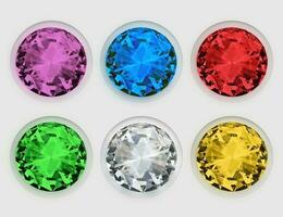 Set of multicolored diamonds on white background photo