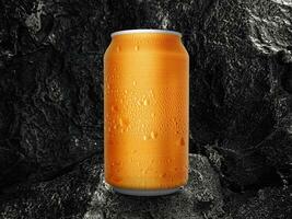 Cold aluminum tin can on black coal background photo