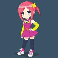 Character anime cute chibi girl kawaii vector