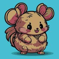 Cute fat mouse kawaii, vector cartoon mascot illustration