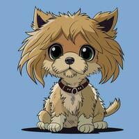 Cute cartoon Dog Yorkshire Terrier with background vector illustration.