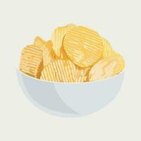 bowl of potato chips vector illustration