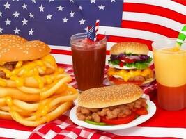delicioso sabroso hamburguesa. americano hamburguesa alimento. monumento día hamburguesa. sabroso hamburguesa foto