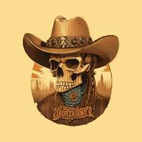Western hand drawn Vintage rodeo themed graphic cowboy hat and cattle skull illustration  wild west. photo