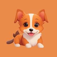 Cute dog 3d cartoon illustration. Beautiful cute pet dog Cute happy smiling dog with different background photo