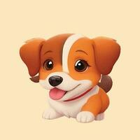 Cute dog 3d cartoon illustration. Beautiful cute pet dog Cute happy smiling dog with different background photo