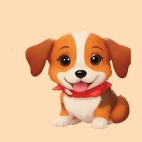 linda perro 3d dibujos animados ilustración. hermosa linda mascota perro linda contento sonriente perro con diferente antecedentes foto