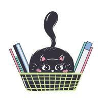 simple funny cat hid in an organizer for folders and notebooks vector