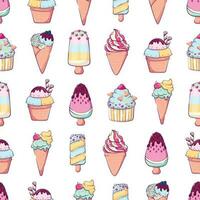 Seamless pattern for summer textile with cute cartoon doodle ice cream vector