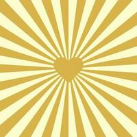 Swirling pattern background. Vortex starburst spiral twirl square with gold heart. Helix rotation rays. Converging psychadelic scalable stripes. Vector illustration