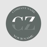 initial CZ logo letter monogram luxury hand drawn vector