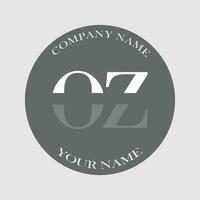 initial OZ logo letter monogram luxury hand drawn vector