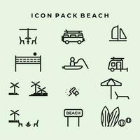 vector beach cute summer icons