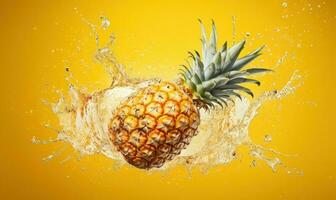 Pineapple Background For Social Media Advertising, Juicy Fruit for Healthy Nutrition. Generative Ai photo