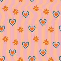 Groovy retro seamless pattern. wavy rainbow background for trendy funky prints. Trippy psychedelic swirl summer backdrop. vector